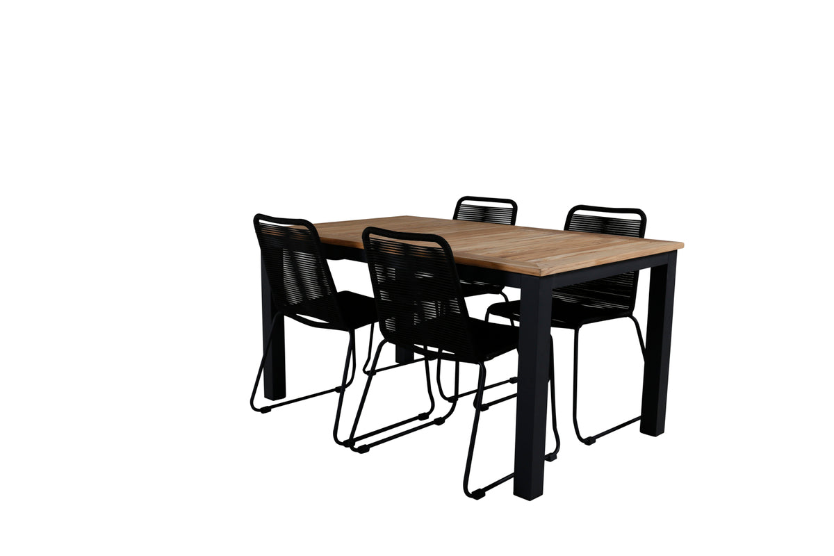 Venture Design Panama & Lindos Matbord 152x90 + Matstolar Svart