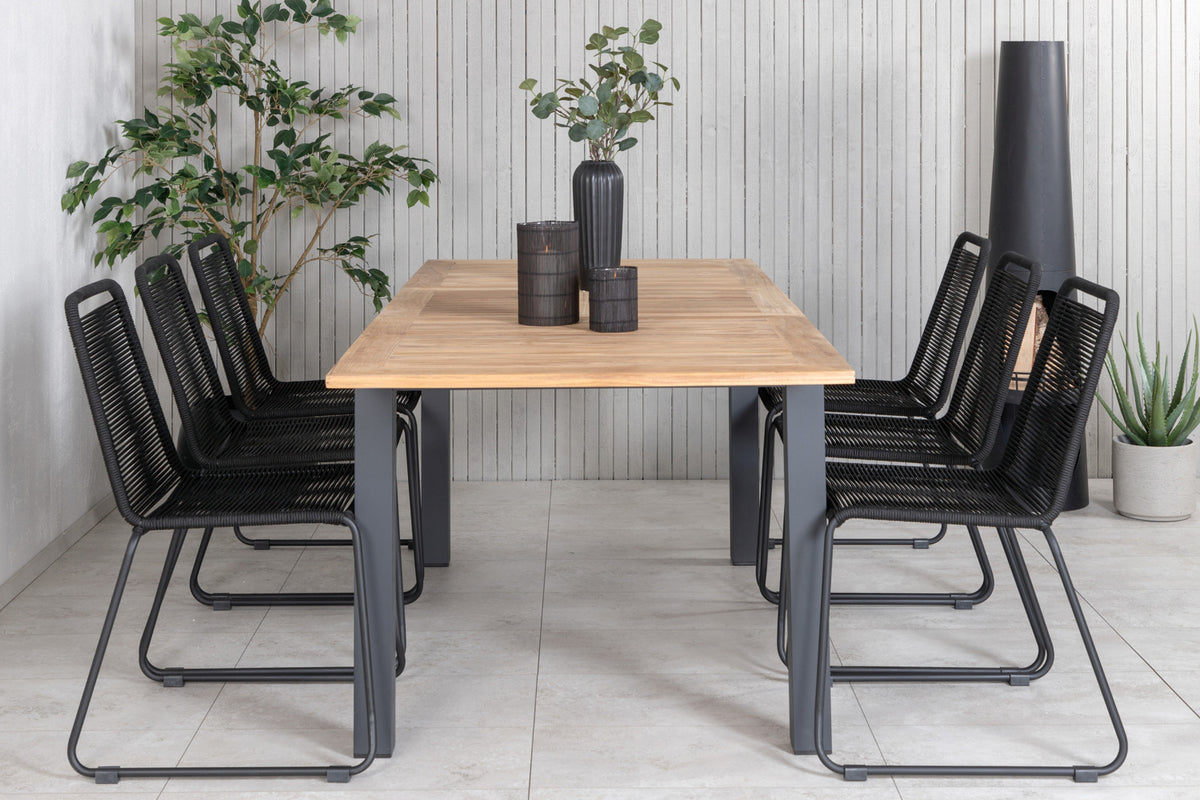 Venture Design Panama & Lindos Matbord 152x90 + Matstolar Svart