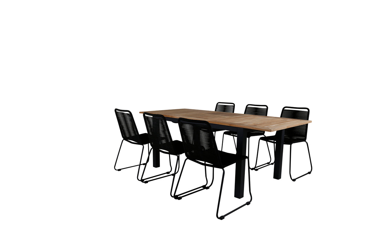 Venture Design Panama & Lindos Matbord 152x90 + Matstolar Svart
