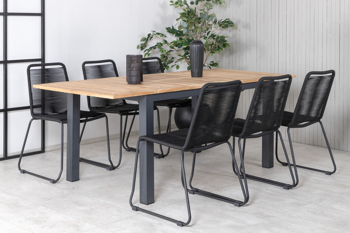 Venture Design Panama & Lindos Matbord 152x90 + Matstolar Svart