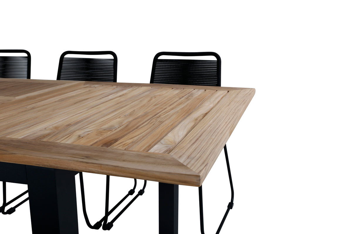 Venture Design Panama & Lindos Matbord 152x90 + Matstolar Svart