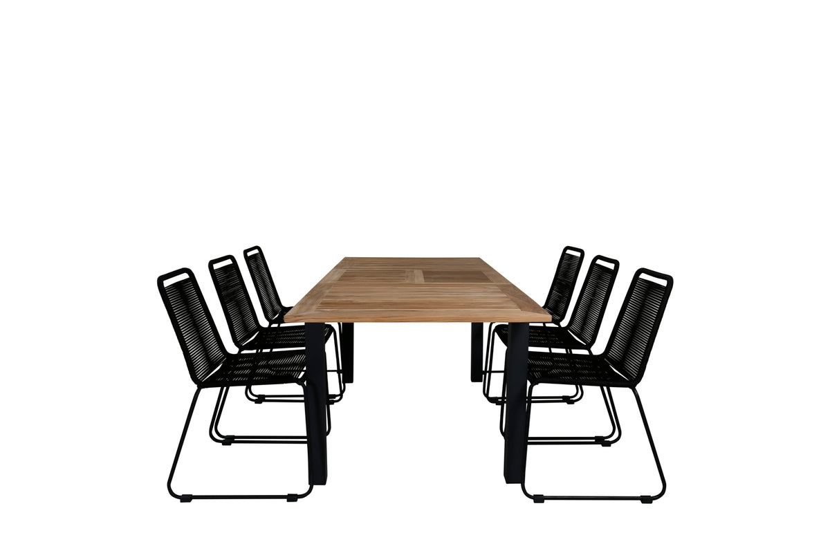Venture Design Panama & Lindos Matbord 152x90 + Matstolar Svart