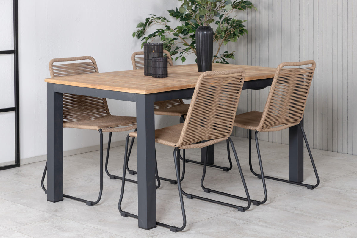 Venture Design Panama & Lindos Matbord 152x90 + Matstolar Brun