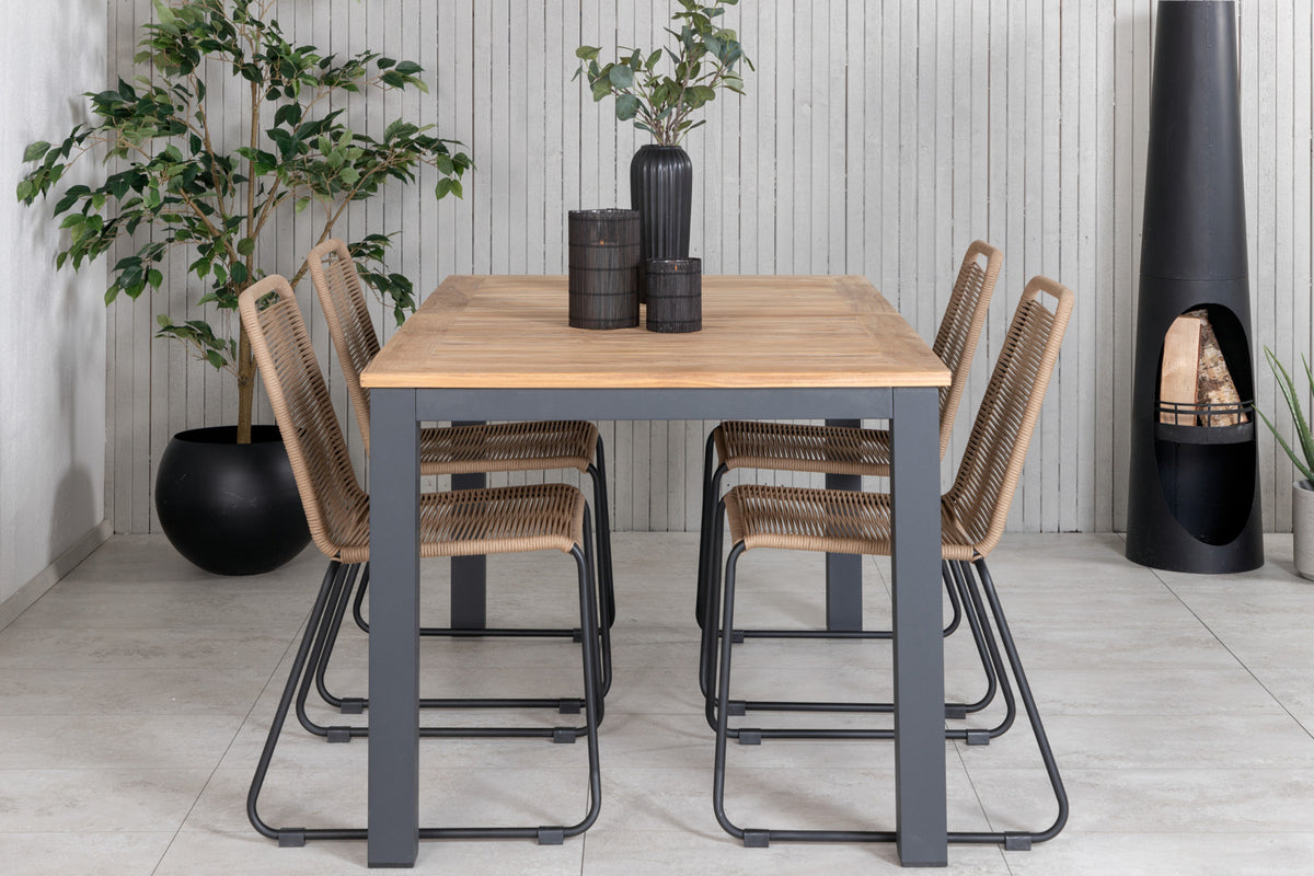 Venture Design Panama & Lindos Matbord 152x90 + Matstolar Brun