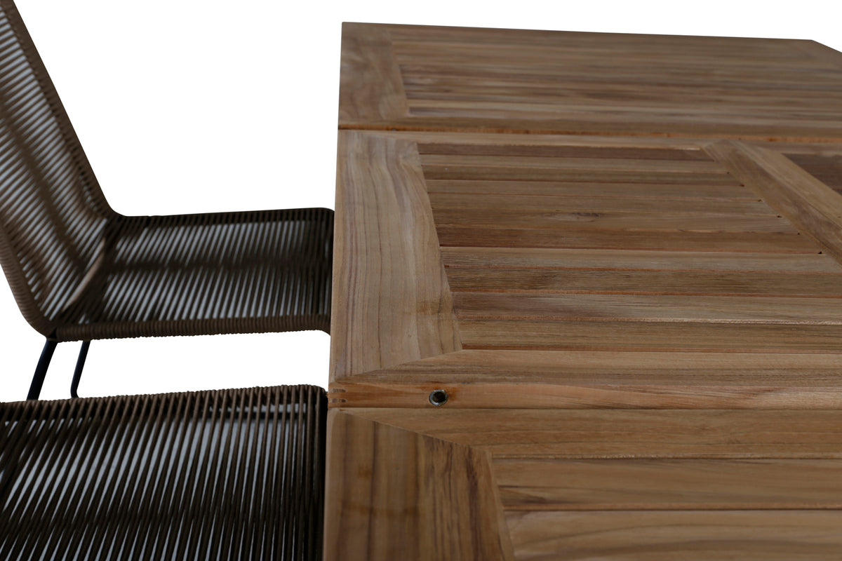 Venture Design Panama & Lindos Rektangulära Matbord 152 x 90 Svart + Matstolar 2-pack Brun