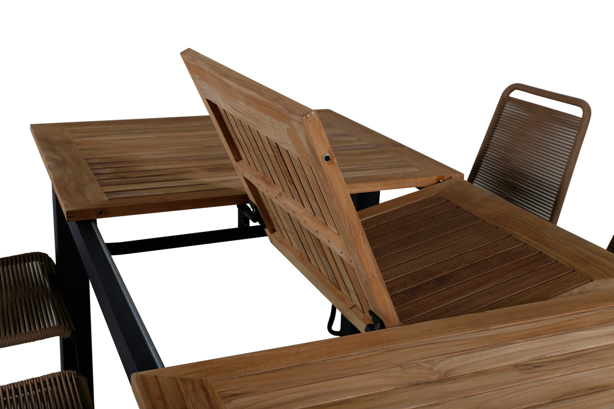 Venture Design Panama & Lindos Rektangulära Matbord 152 x 90 Svart + Matstolar 2-pack Brun