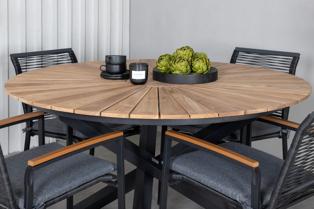 Venture Design Dallas & Mexico Matstolar Svart + Matbord ⌀140