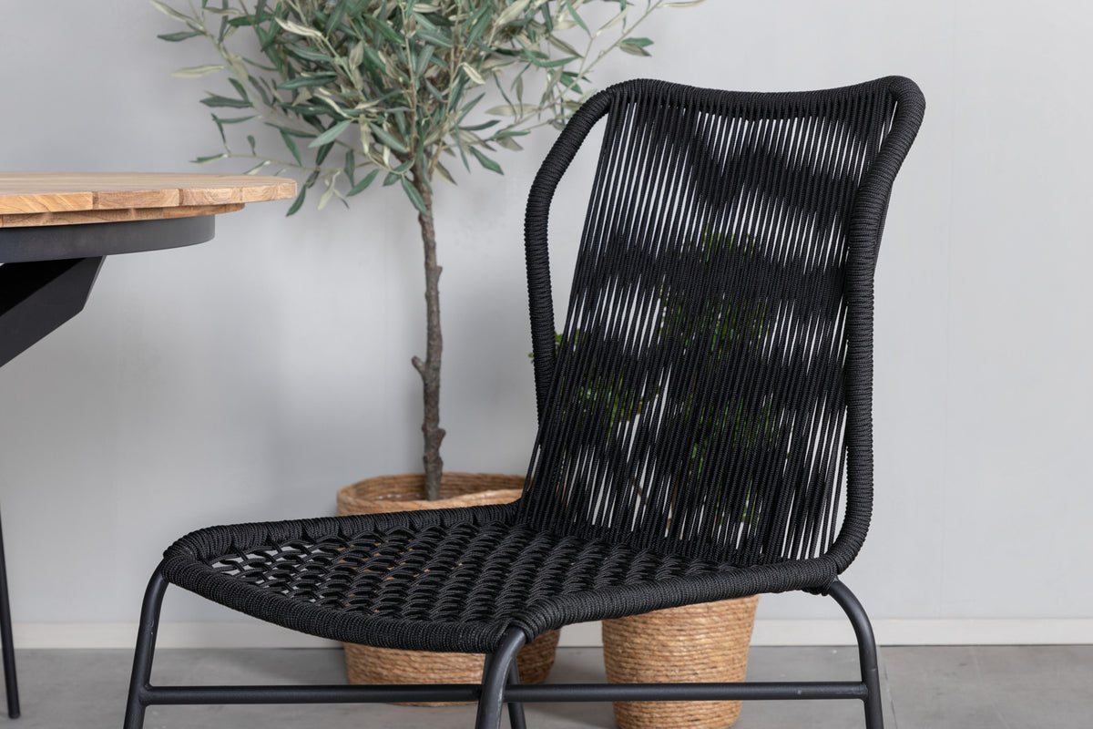 Venture Design Julian & Mexico Matstolar Svart + Matbord ⌀140