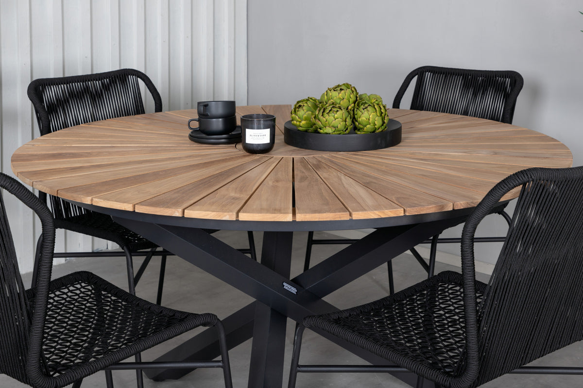 Venture Design Julian & Mexico Matstolar Svart + Matbord ⌀140