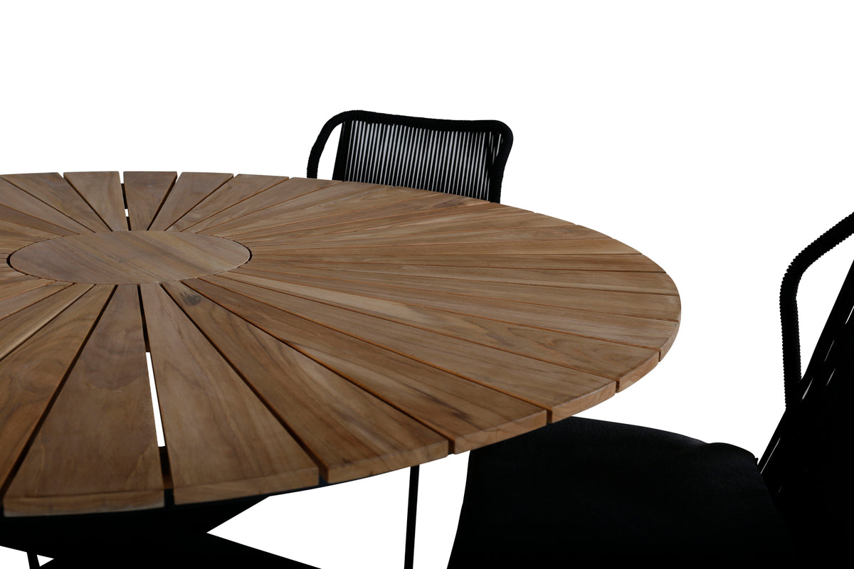 Venture Design Julian & Mexico Matstolar Svart + Matbord ⌀140