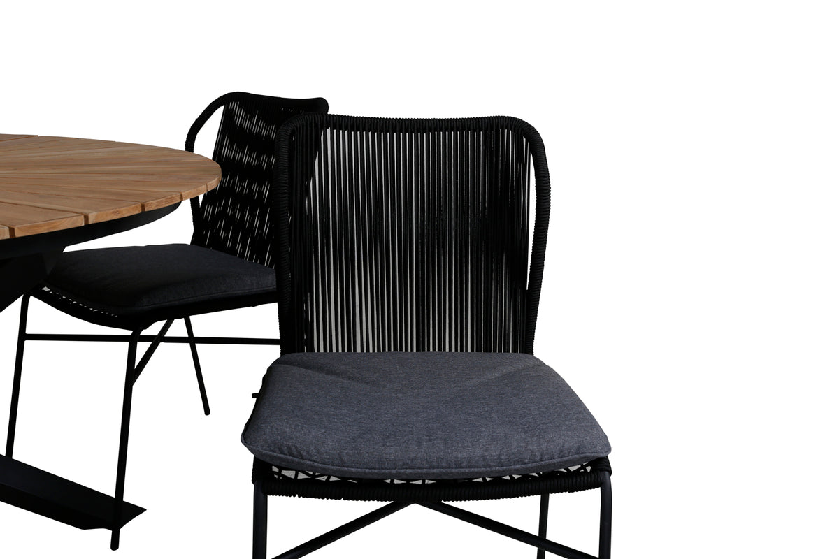 Venture Design Julian & Mexico Matstolar Svart + Matbord ⌀140