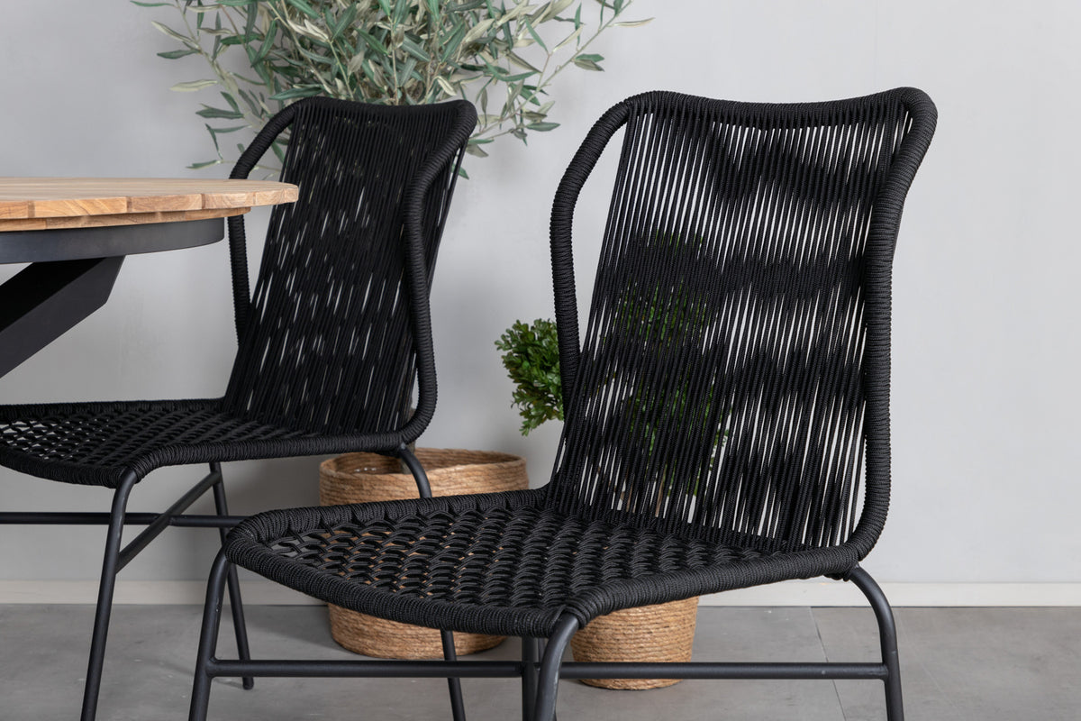 Venture Design Julian & Mexico Matstolar Svart + Matbord ⌀140