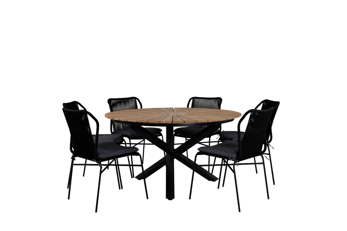 Venture Design Julian & Mexico Matstolar Svart + Matbord ⌀140