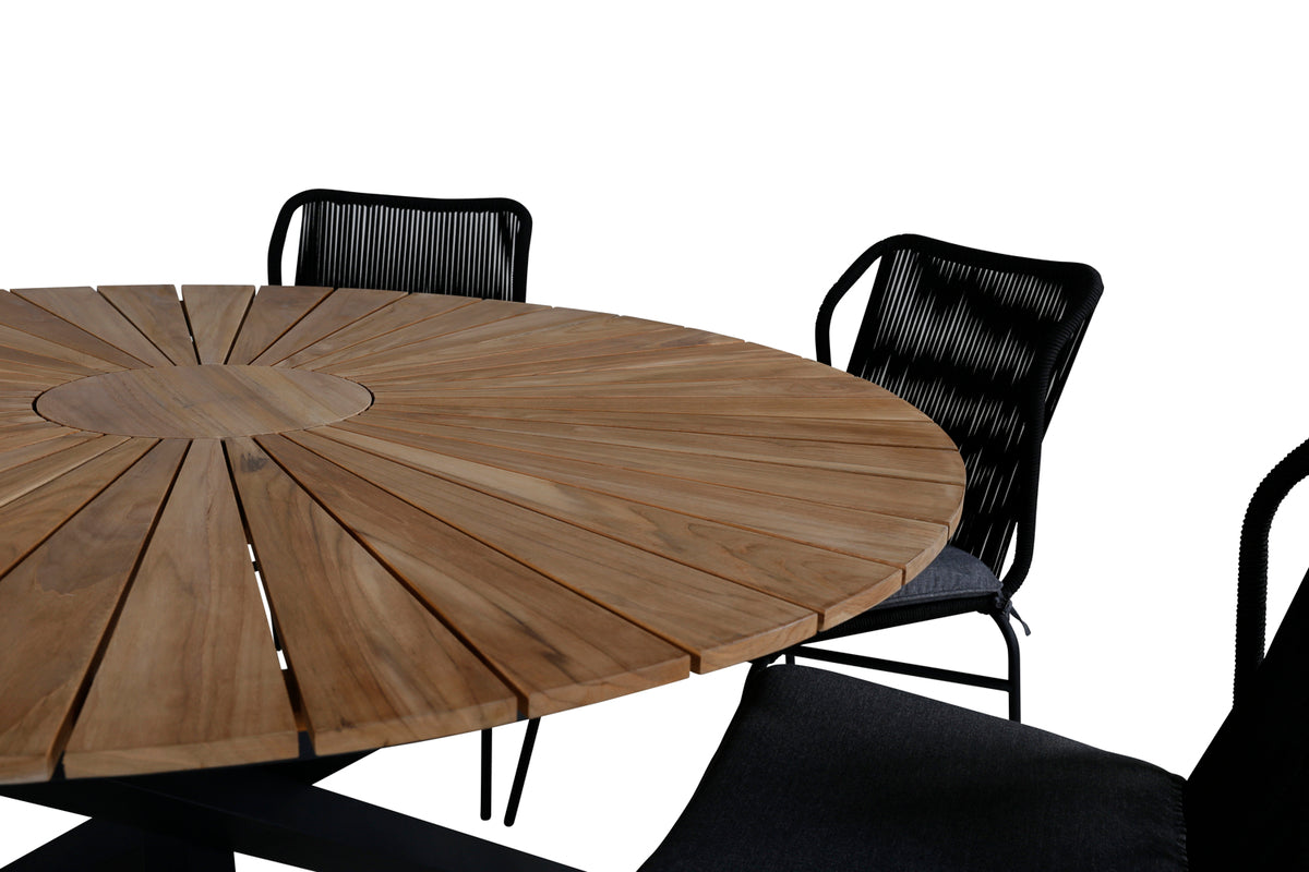 Venture Design Julian & Mexico Matstolar Svart + Matbord ⌀140
