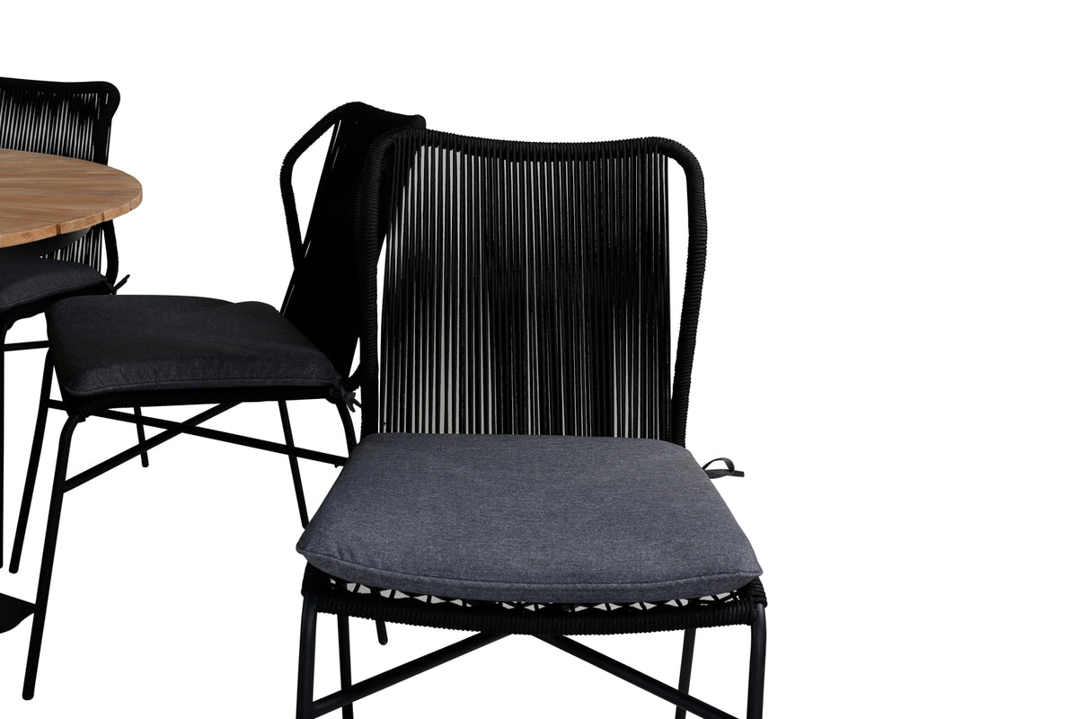 Venture Design Julian & Mexico Matstolar Svart + Matbord ⌀140