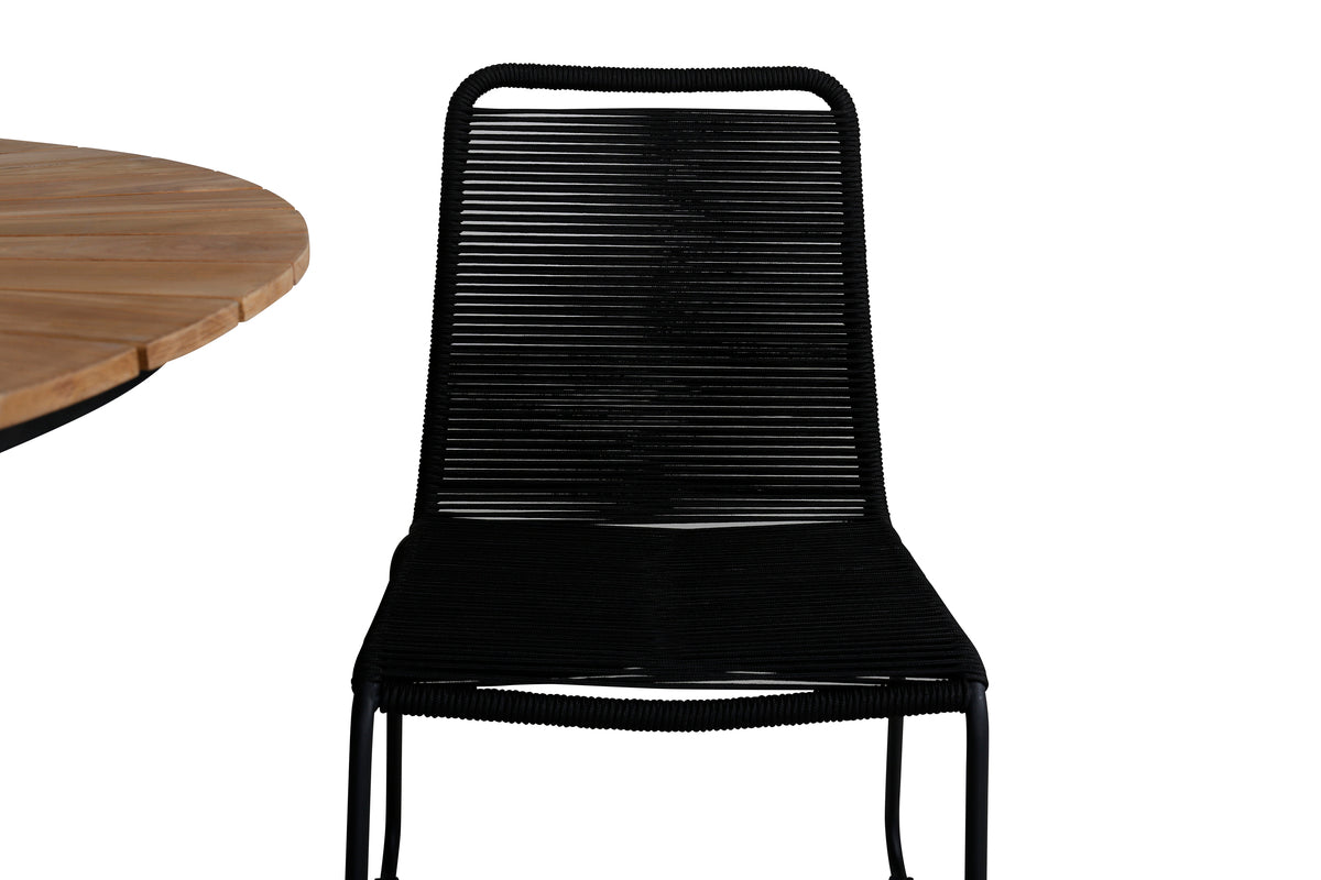 Venture Design Mexico & Lindos Matbord ⌀140 + Matstolar Svart