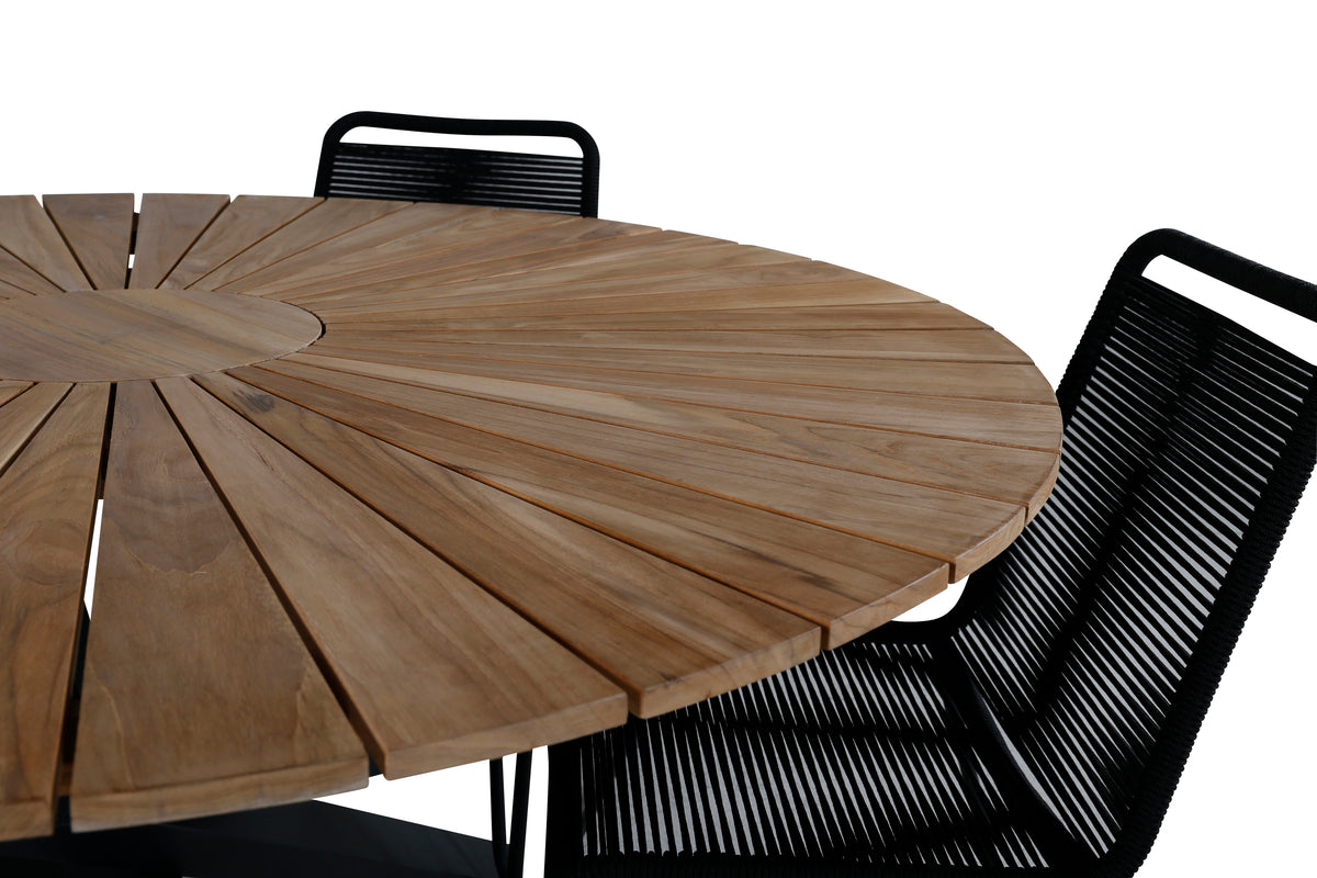 Venture Design Mexico & Lindos Matbord ⌀140 + Matstolar Svart