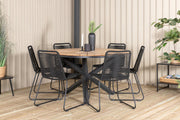 Venture Design Mexico & Lindos Matbord ⌀140 + Matstolar Svart