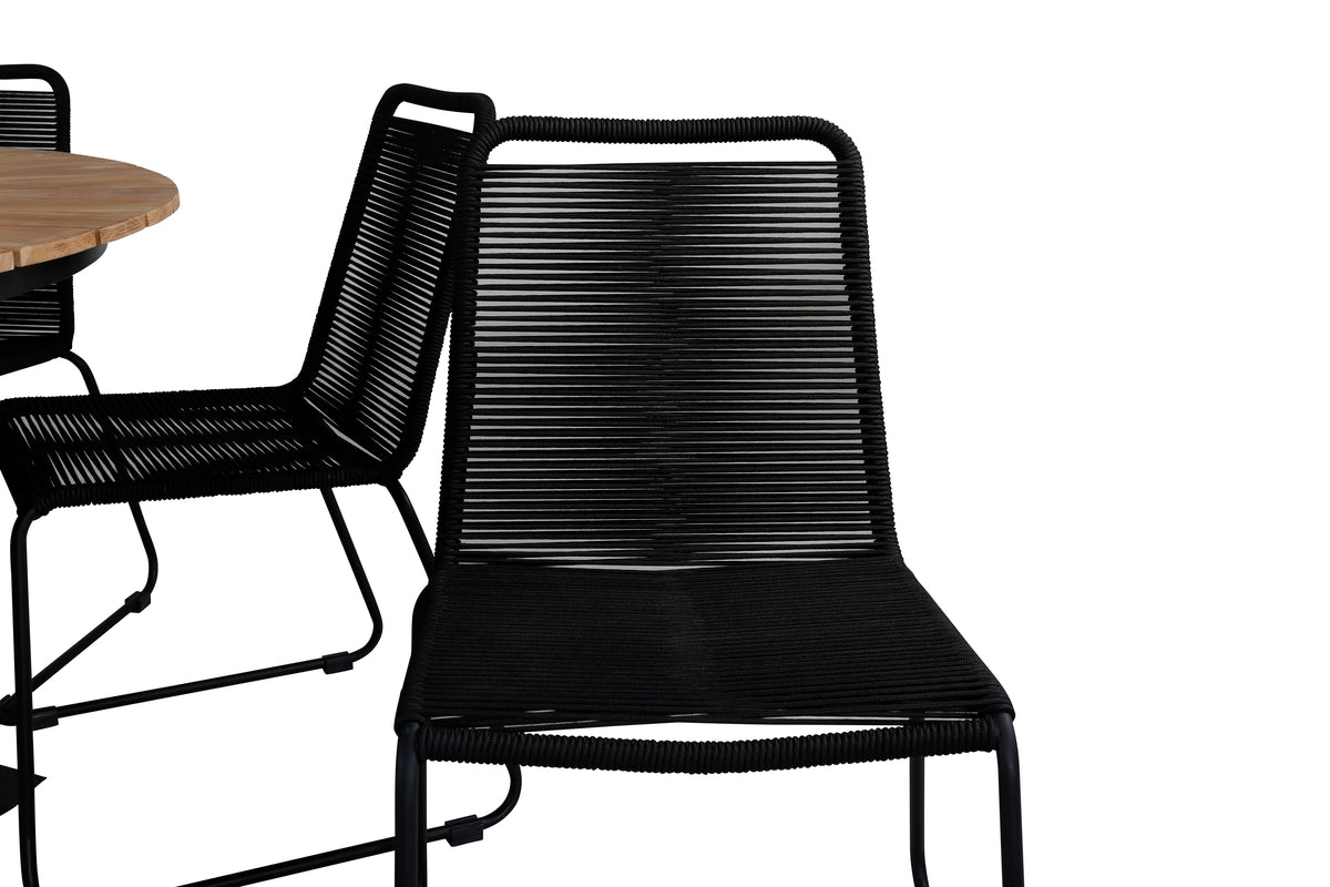 Venture Design Mexico & Lindos Matbord ⌀140 + Matstolar Svart