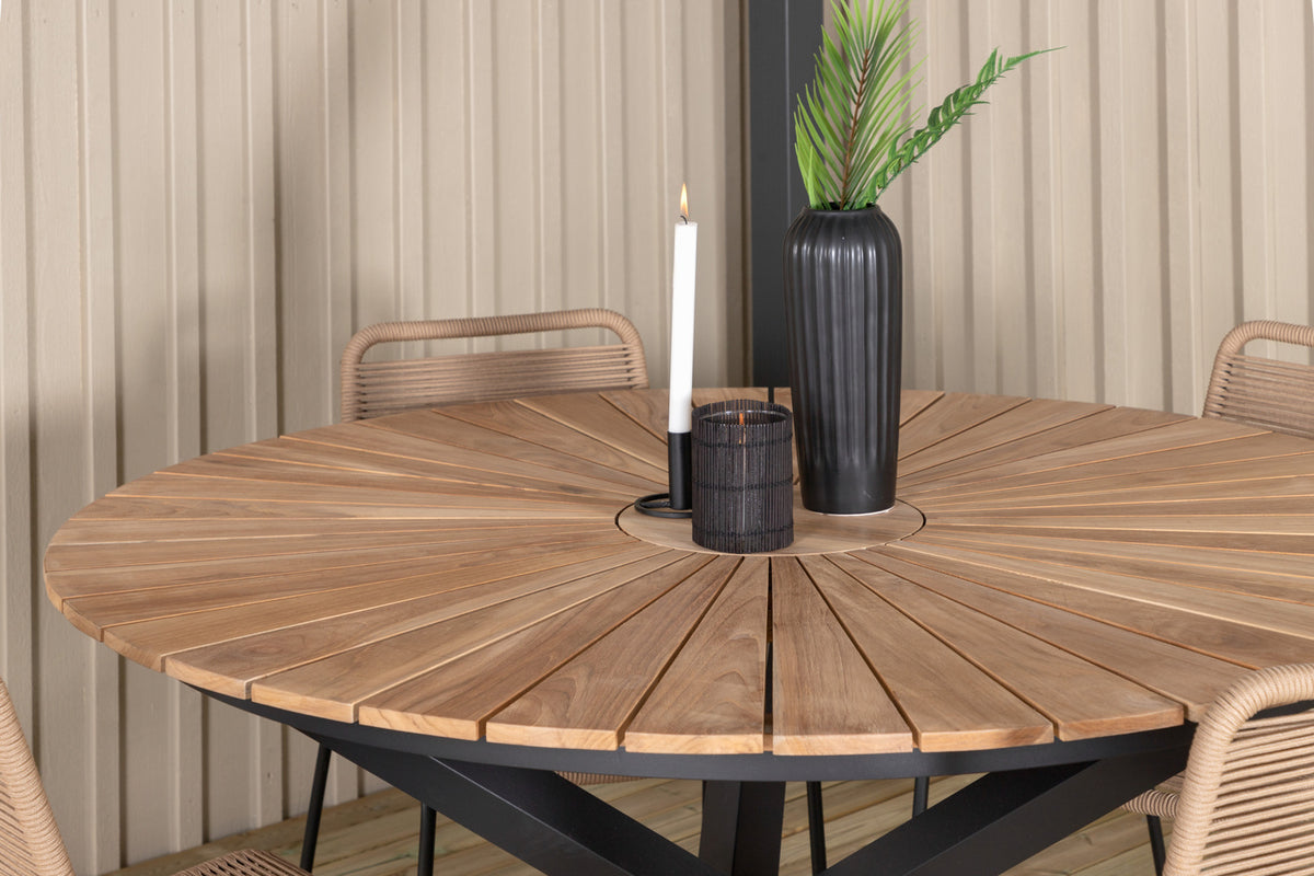 Venture Design Mexico & Lindos Matbord ⌀140 + Matstolar Brun