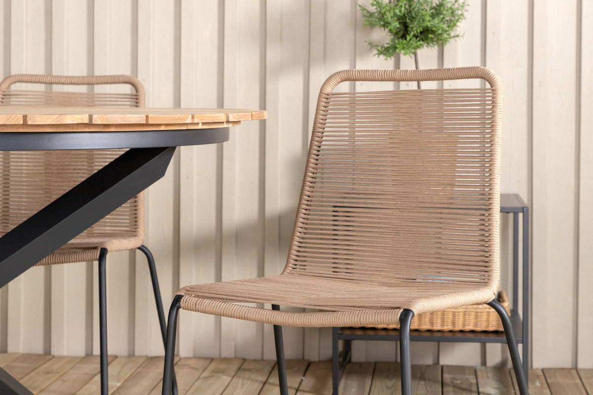 Venture Design Mexico & Lindos Matbord ⌀140 + Matstolar Brun