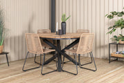 Venture Design Mexico & Lindos Matbord ⌀140 + Matstolar Brun