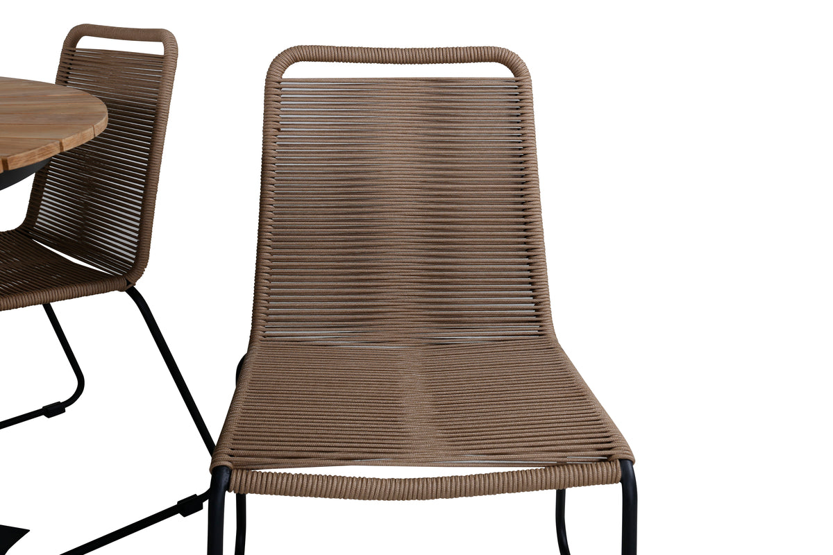 Venture Design Mexico & Lindos Matbord ⌀140 + Matstolar Brun