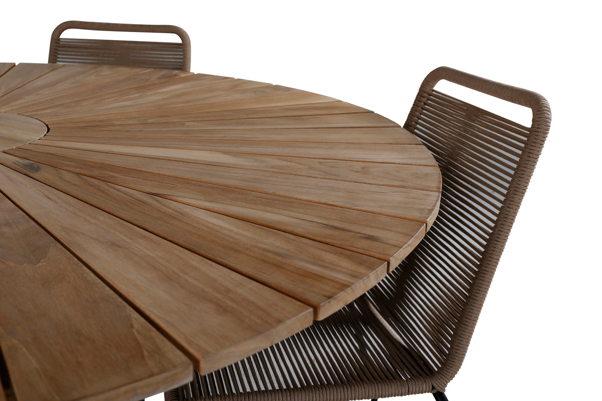 Venture Design Mexico & Lindos Matbord ⌀140 + Matstolar Brun