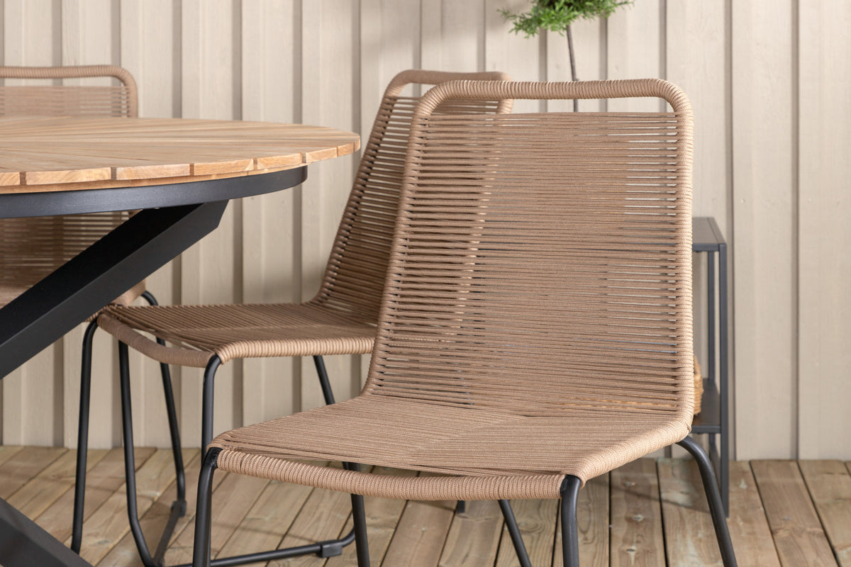 Venture Design Mexico & Lindos Matbord ⌀140 + Matstolar Brun