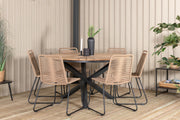 Venture Design Mexico & Lindos Matbord ⌀140 + Matstolar Brun