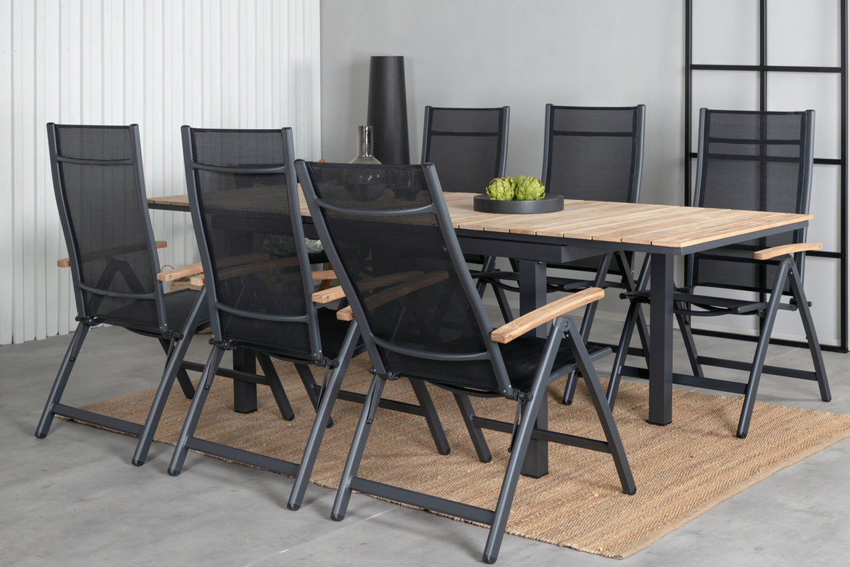 Venture Design Panama & Mexico Positionsstolar Svart + Matbord 90x180/240