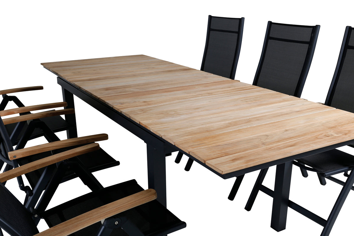 Venture Design Panama & Mexico Positionsstolar Svart + Matbord 90x180/240