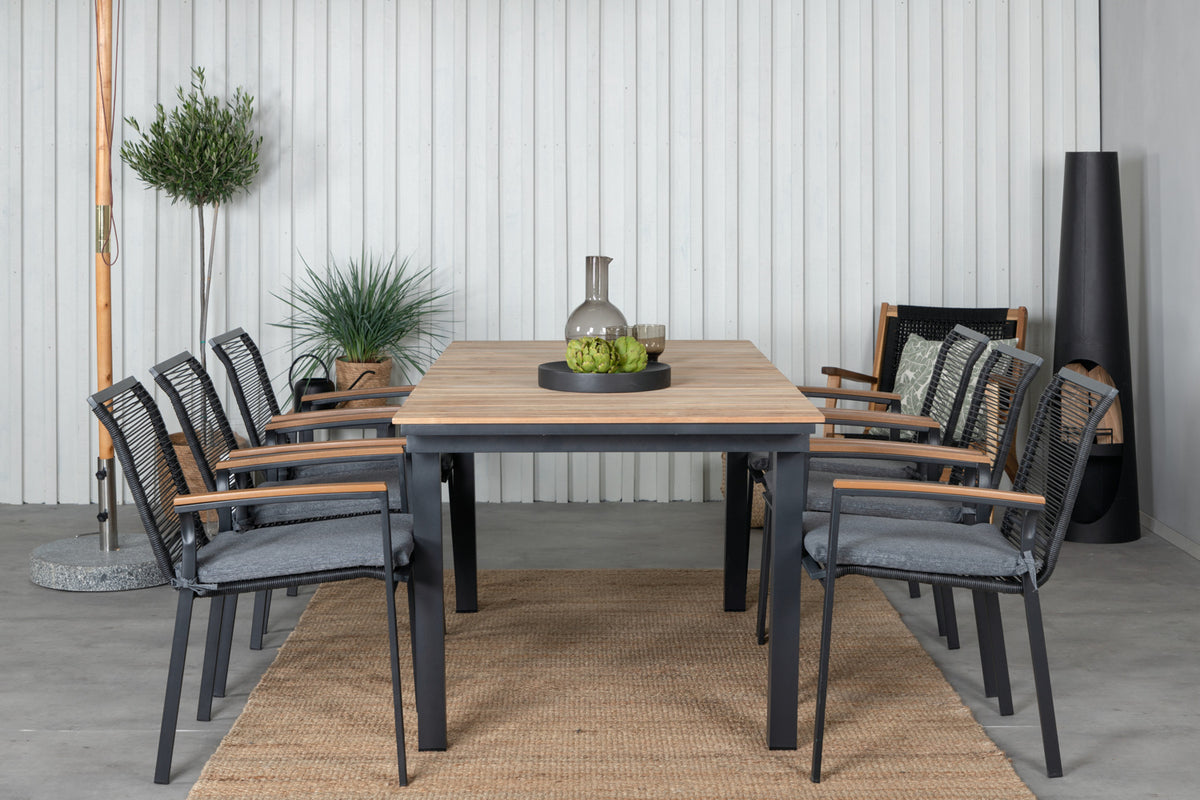 Venture Design Dallas & Mexico Matstolar Svart + Matbord 90x180/240