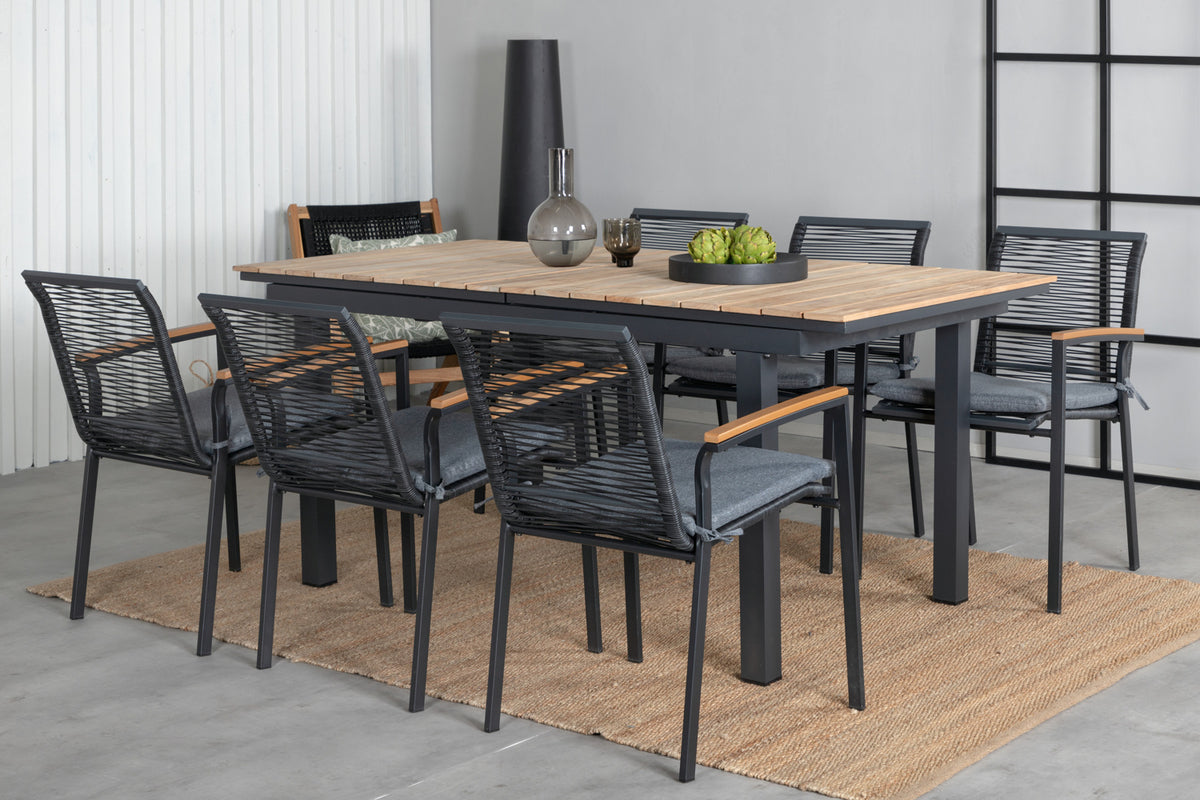 Venture Design Dallas & Mexico Matstolar Svart + Matbord 90x180/240