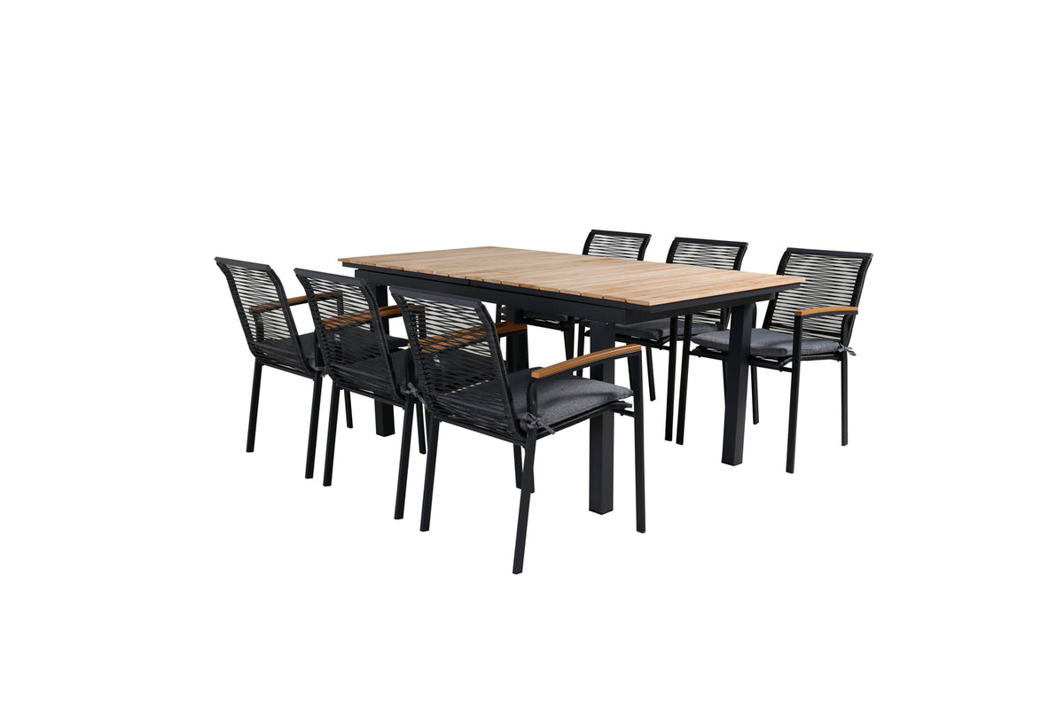 Venture Design Dallas & Mexico Matstolar Svart + Matbord 90x180/240