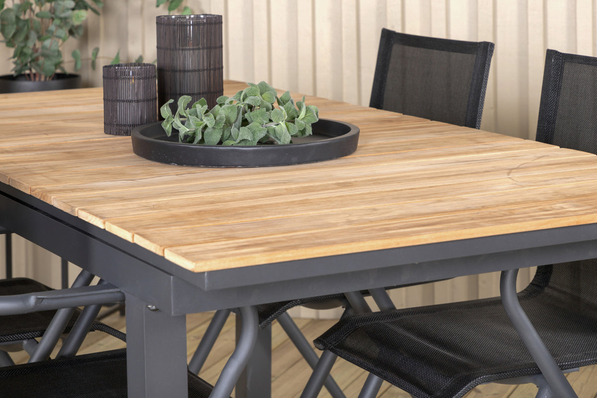 Venture Design Alina & Mexico Matstolar Svart + Matbord 90x180/240