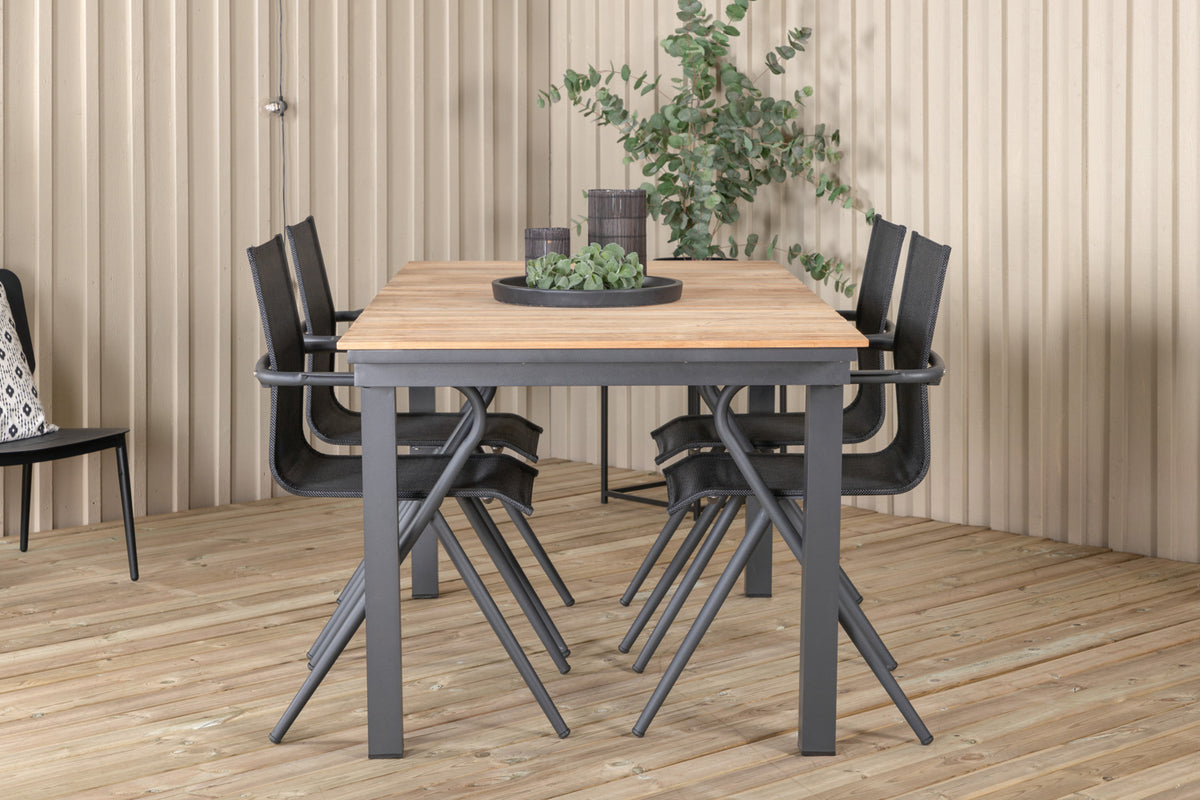 Venture Design Alina & Mexico Matstolar Svart + Matbord 90x180/240