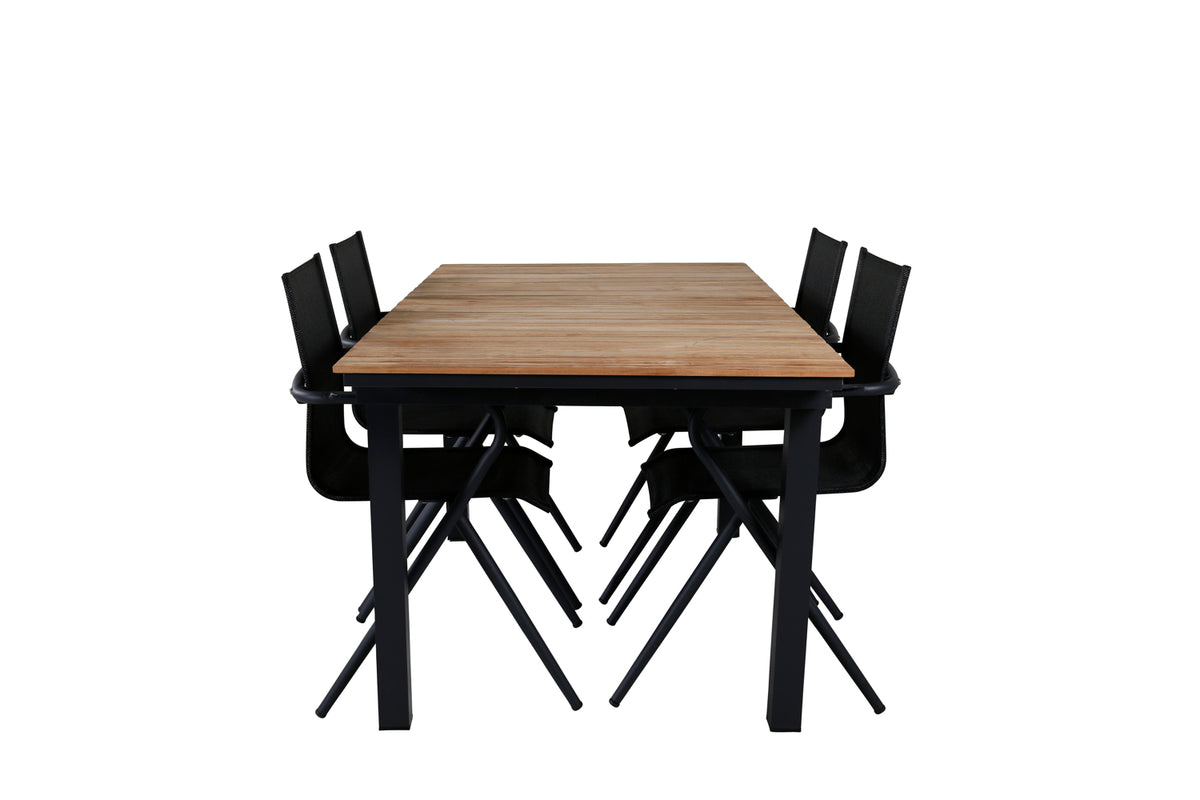Venture Design Alina & Mexico Matstolar Svart + Matbord 90x180/240