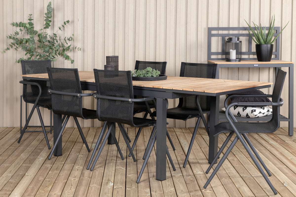 Venture Design Alina & Mexico Matstolar Svart + Matbord 90x180/240