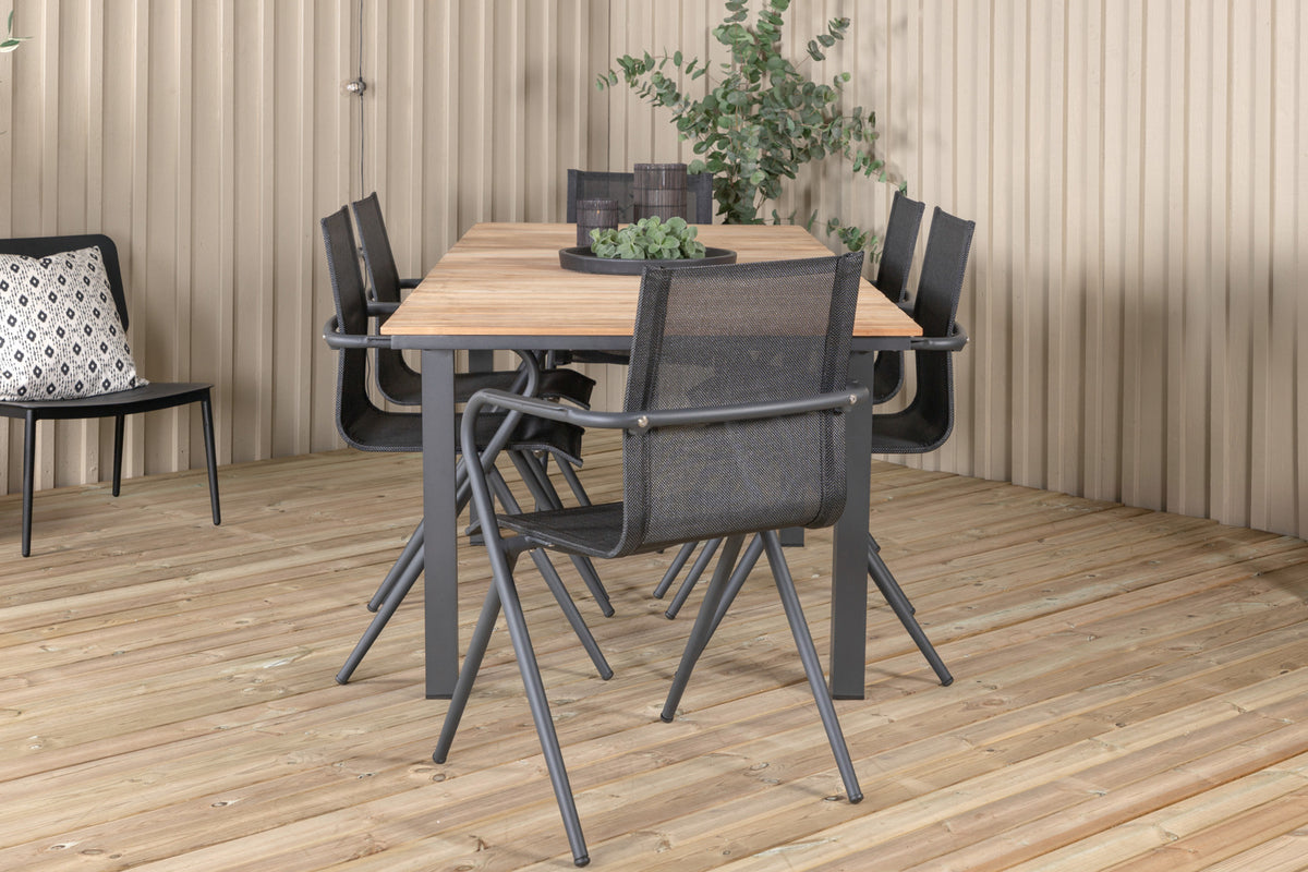 Venture Design Alina & Mexico Matstolar Svart + Matbord 90x180/240
