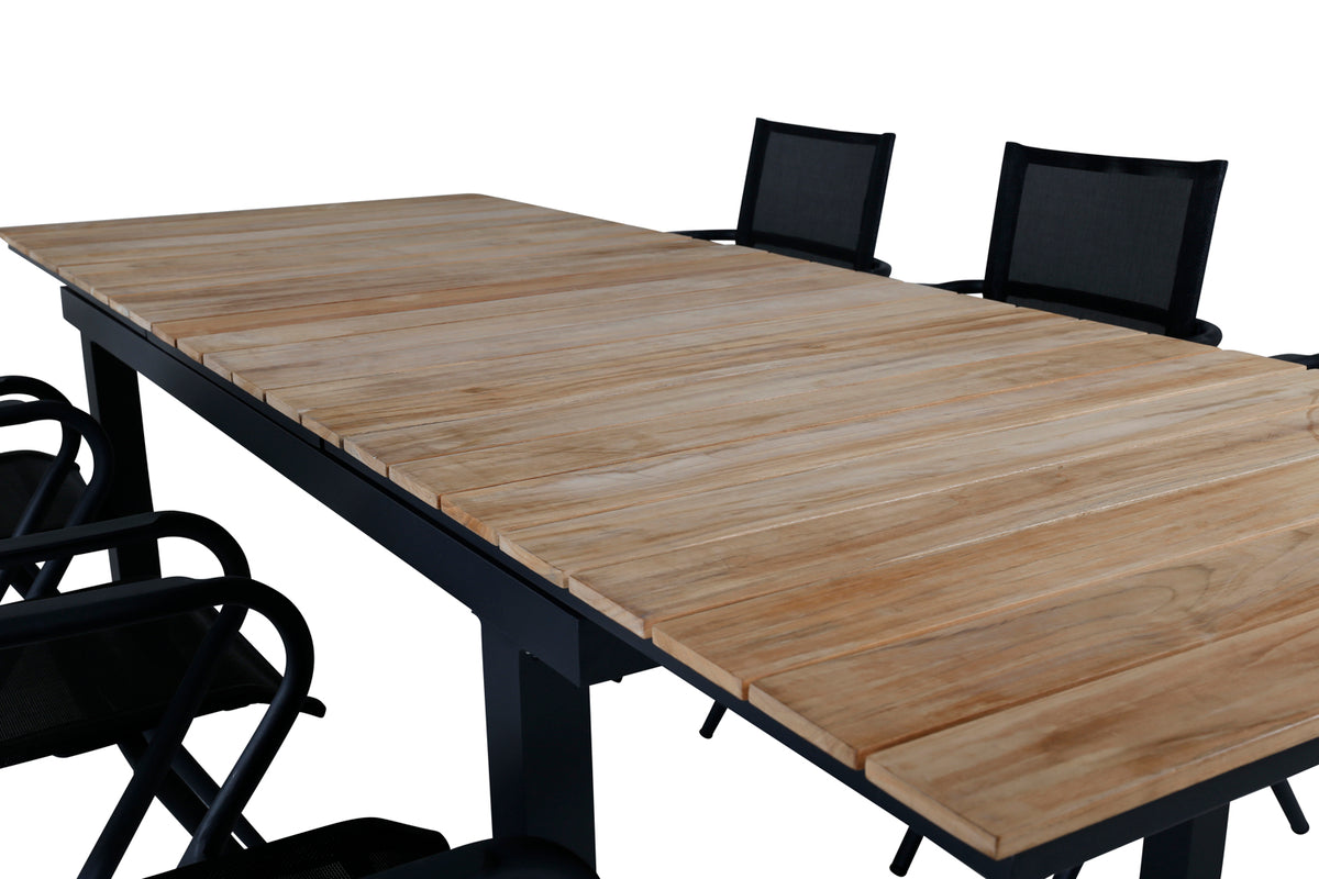 Venture Design Alina & Mexico Matstolar Svart + Matbord 90x180/240