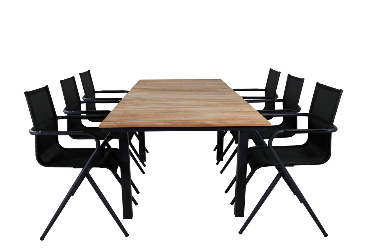 Venture Design Alina & Mexico Matstolar Svart + Matbord 90x180/240