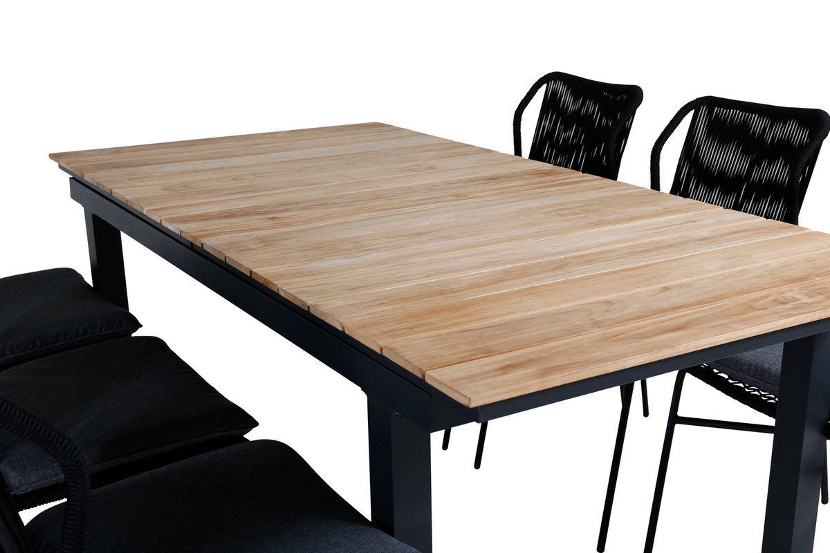 Venture Design Julian & Mexico Matstolar Svart + Matbord 90x180/240