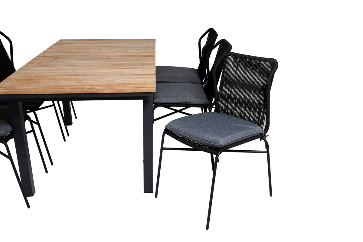 Venture Design Julian & Mexico Matstolar Svart + Matbord 90x180/240