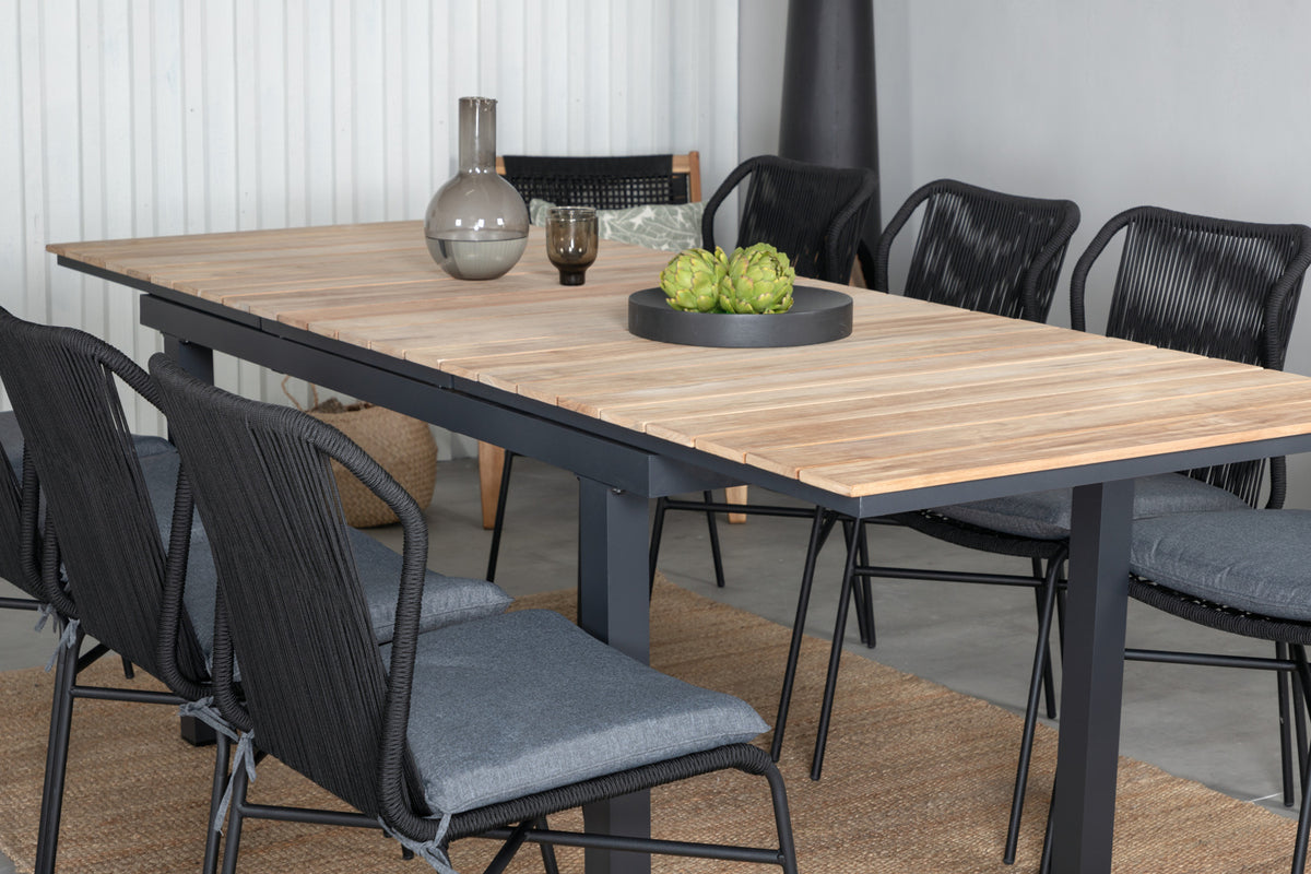 Venture Design Julian & Mexico Matstolar Svart + Matbord 90x180/240