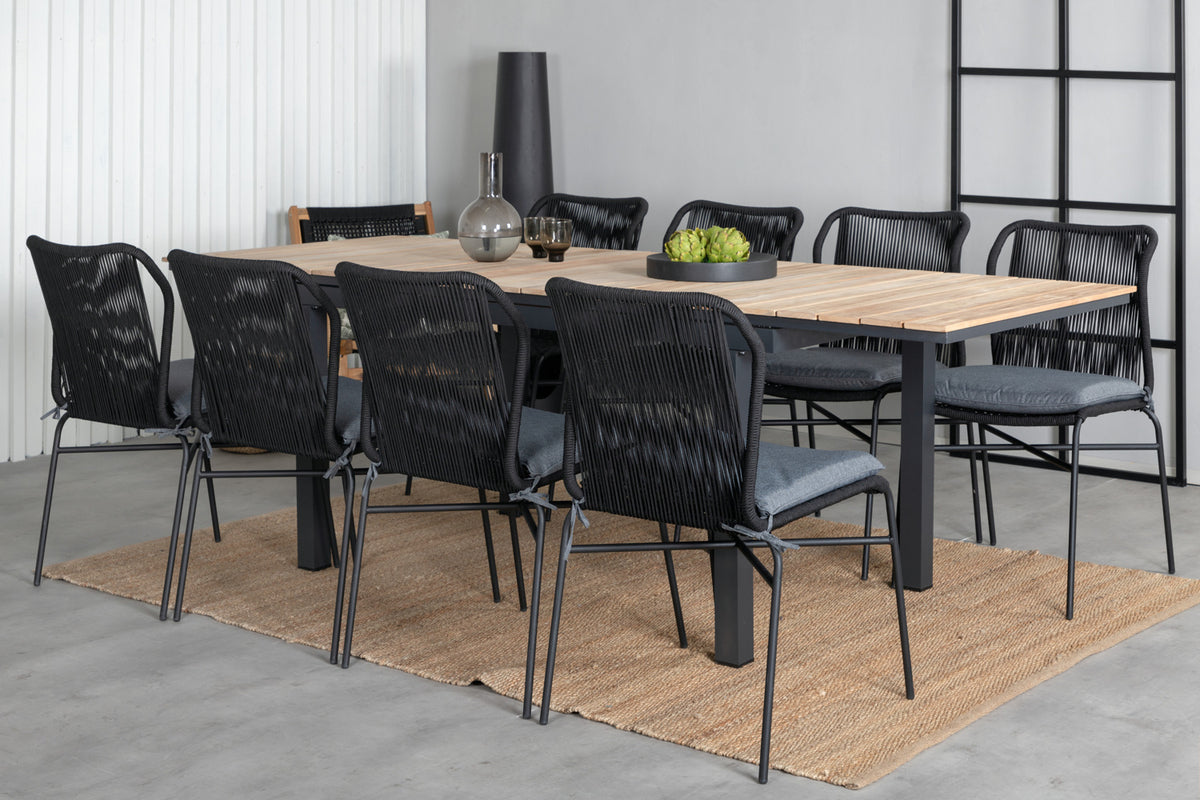 Venture Design Julian & Mexico Matstolar Svart + Matbord 90x180/240