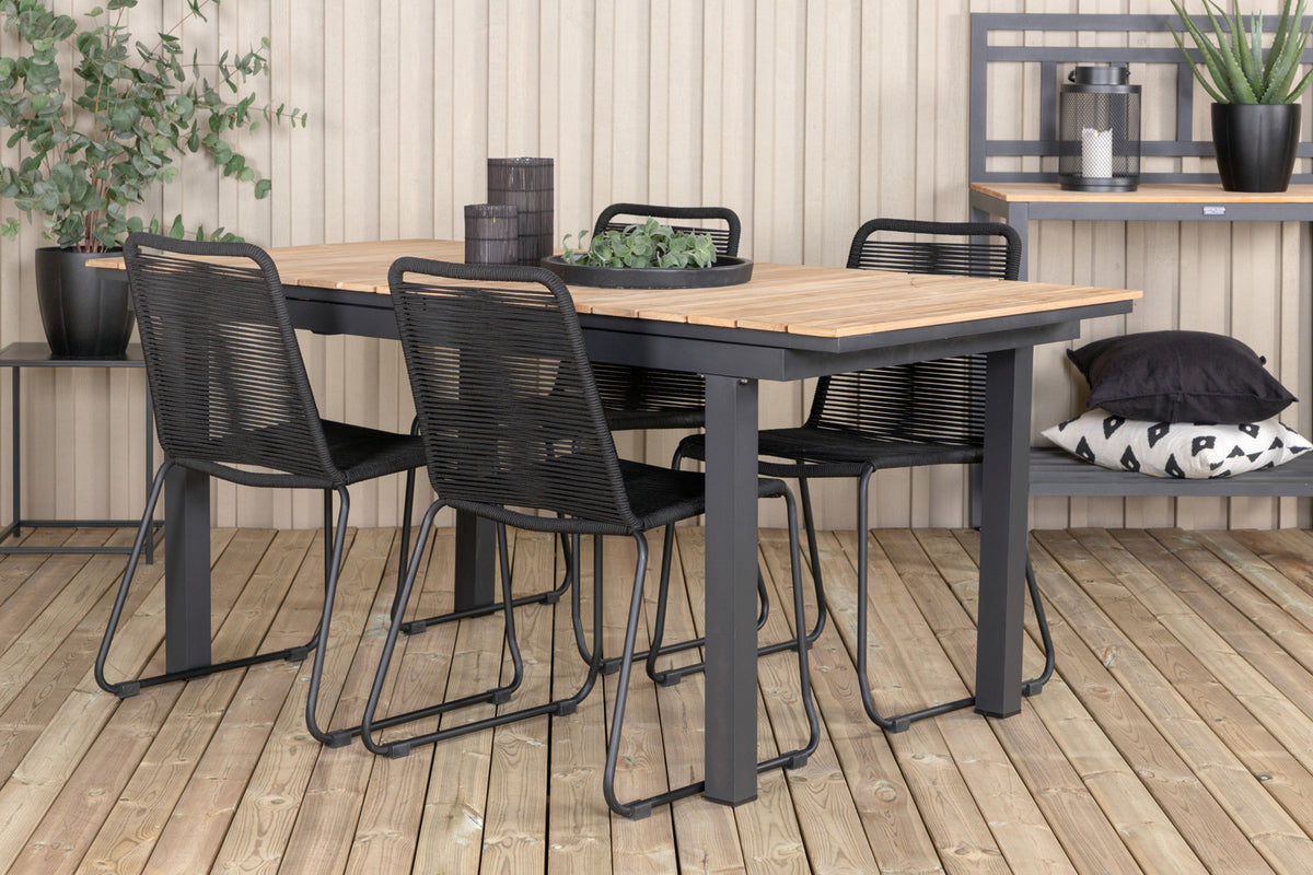 Venture Design Mexico & Lindos Matbord 90x180/240 + Matstolar Svart
