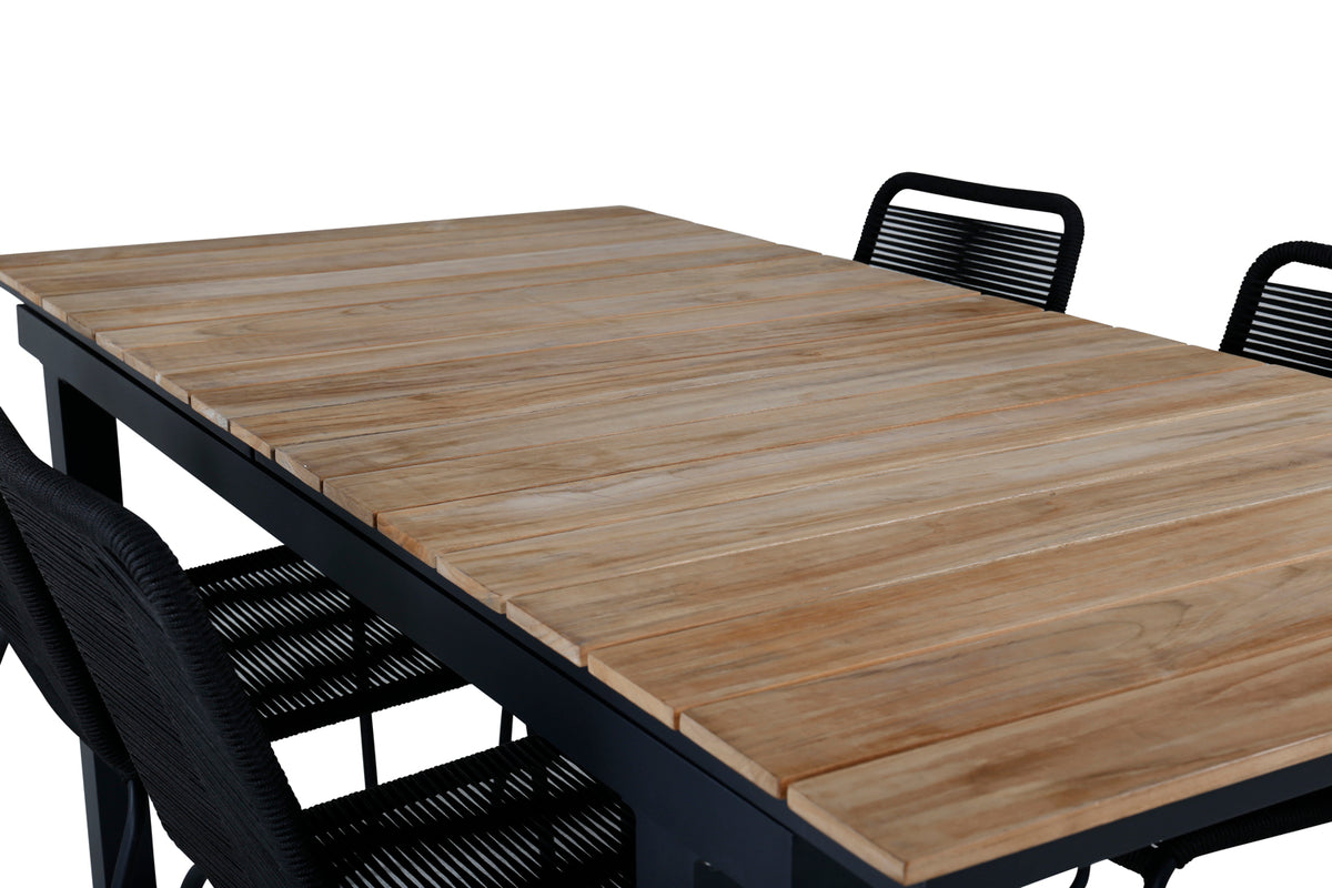 Venture Design Mexico & Lindos Matbord 90x180/240 + Matstolar Svart