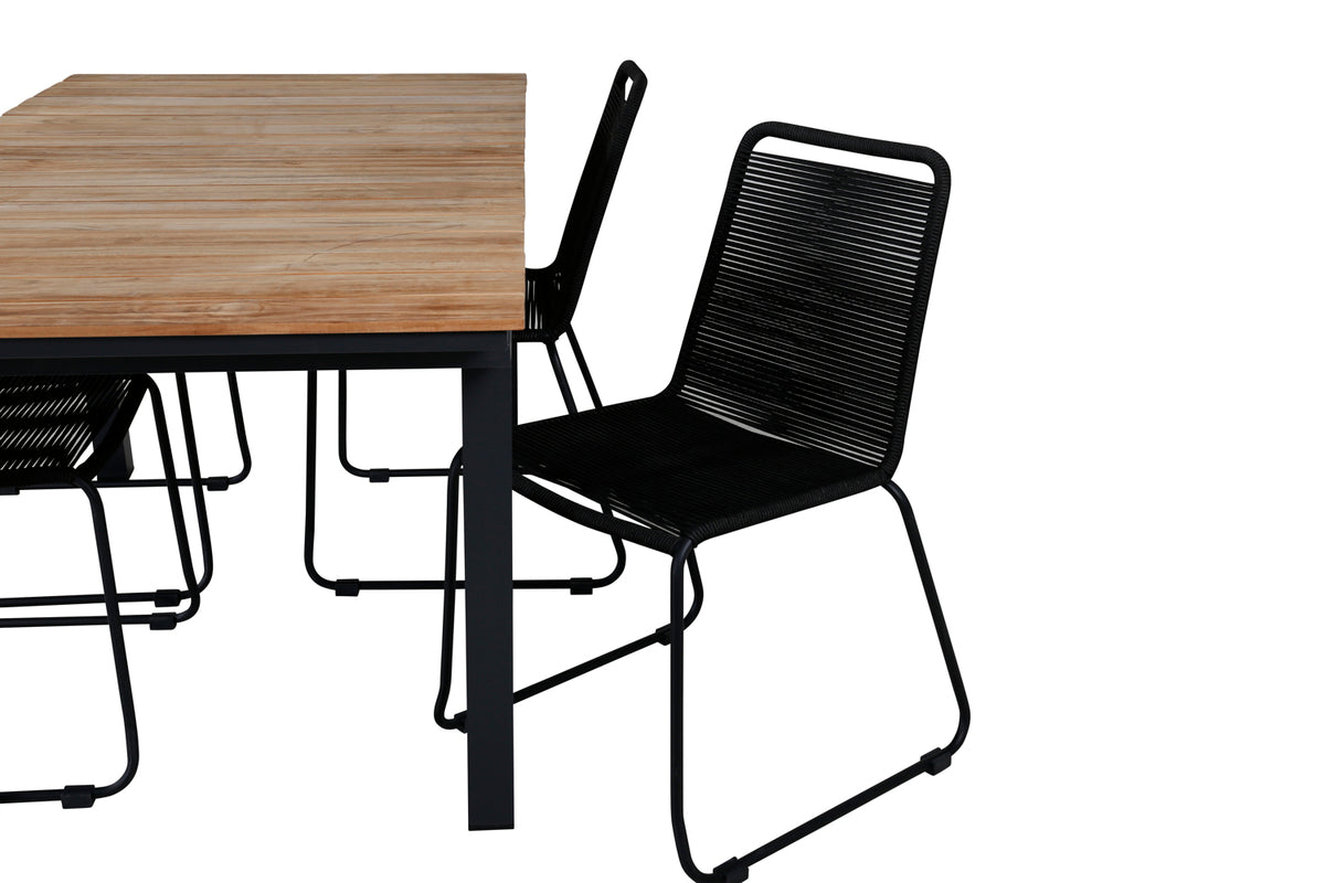 Venture Design Mexico & Lindos Matbord 90x180/240 + Matstolar Svart