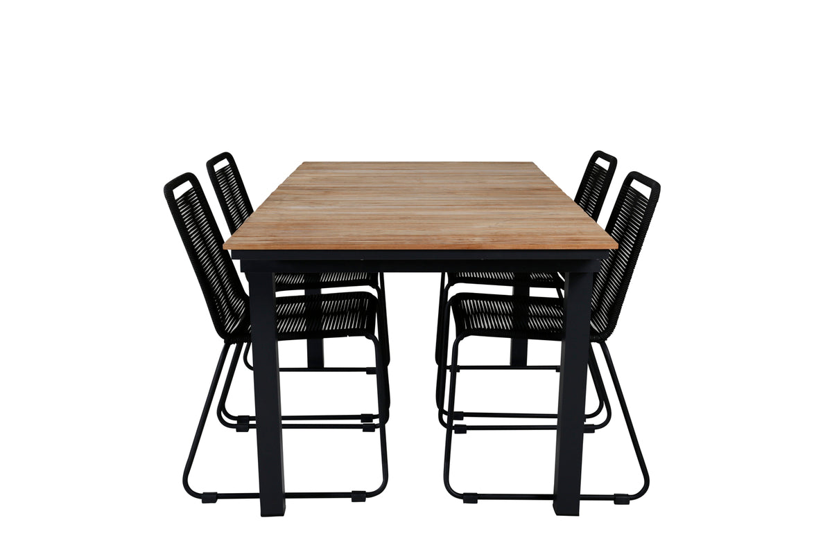 Venture Design Mexico & Lindos Matbord 90x180/240 + Matstolar Svart